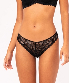 GEMO Tanga en microfibre et dentelle femme Noir