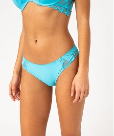 GEMO Culotte microfibre avec dos en dentelle femme Bleu