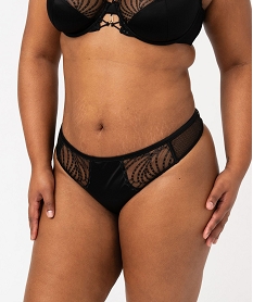 string en microfibre et dentelle femme grande taille noir strings tangasE760701_1