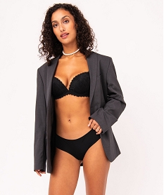 shorty en microfibre et dentelle femme noirE761501_3