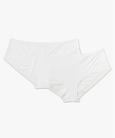 shorty en microfibre et dentelle femme grande taille (lot de 2) blanc shortiesE763501_4