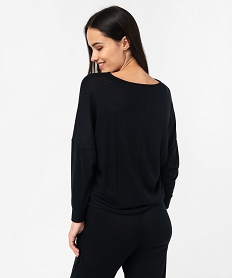 haut de pyjama a manches chauve-souris femme noirE768601_3