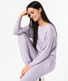 haut de pyjama a manches chauve-souris femme violetE768801_1