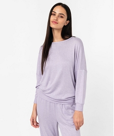 haut de pyjama a manches chauve-souris femme violet pyjamas ensembles vestesE768801_2