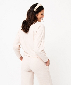 haut de pyjama femme en maille cotelee beige hauts de pyjamaE768901_3