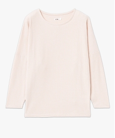 haut de pyjama femme en maille cotelee beige hauts de pyjamaE768901_4