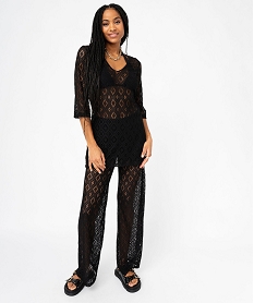 GEMO Robe de plage en dentelle ajourée femme noir standard