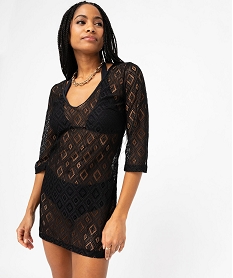 robe de plage en dentelle ajouree femme noir standard vetements de plageE770101_2