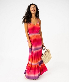 robe de plage a fines bretelles et volants femme roseE770201_1