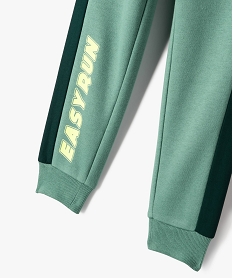pantalon de jogging avec bandes contrastantes garcon vert pantalonsE770601_2
