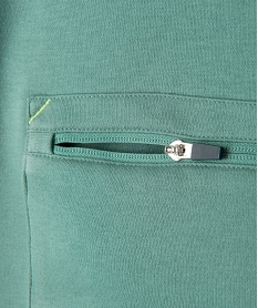 sweat a capuche bicolore avec poche zippee garcon vert sweatsE771501_2