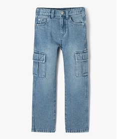 GEMO Jean cargo délavé à taille élastiquée réglable garçon bleu vif