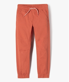 pantalon garcon en toile avec taille et chevilles elastiquees rouge pantalonsE776001_1