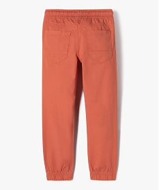 pantalon garcon en toile avec taille et chevilles elastiquees rouge pantalonsE776001_3