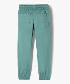 pantalon garcon en toile avec taille et chevilles elastiquees vert pantalonsE776101_3