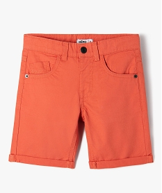 GEMO Bermuda garçon en coton twill uni à revers Orange