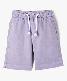 GEMO Bermuda en lin à taille élastiquée garçon violet standard