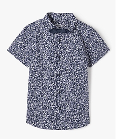 GEMO Chemise à manches courtes fleurie et noeud papillon amovible garçon navy