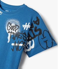 tee-shirt a manches courtes a motifs graffitis garcon bleuE783801_2