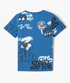 tee-shirt a manches courtes a motifs graffitis garcon bleu tee-shirtsE783801_3