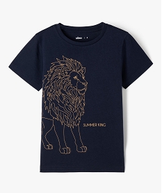 GEMO Tee-shirt manches courtes avec motif lion garçon Bleu