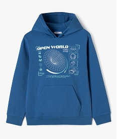 sweat a capuche en molleton imprime garcon bleu sweatsE789901_4