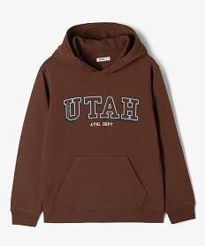 sweat a capuche en molleton imprime garcon brun sweatsE790001_4