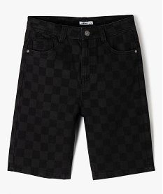 GEMO Bermuda en toile denim à motif damier garçon noir vif