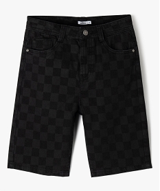 GEMO Bermuda en toile denim à motif damier garçon Noir