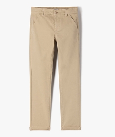 GEMO Pantalon garçon chino uni à revers Beige