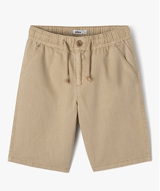 GEMO Bermuda en lin et coton avec ceinture élastique garçon beige standard