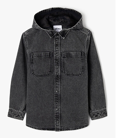 GEMO Chemise en jean avec capuche amovible garçon Noir