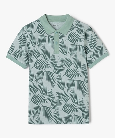 GEMO Polo manches courtes à motif feuillage garçon vert standard