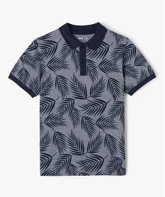 GEMO Polo manches courtes à motif feuillage garçon bleu horizon