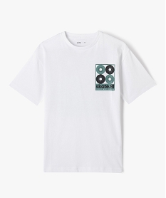 GEMO Tee-shirt à manches courtes inscriptions skate garçon blanc vif