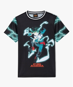 tee-shirt manches courtes imprime izuku midoriya garcon - my hero academia noirE800801_1