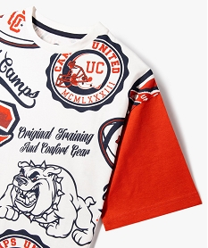 tee-shirt manches courtes imprime football americain garcon - camps united blanc tee-shirtsE801601_2