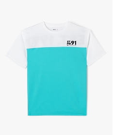 tee-shirt de sport bicolore a manches courtes garcon blancE804001_1