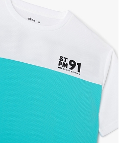 tee-shirt de sport bicolore a manches courtes garcon blancE804001_2