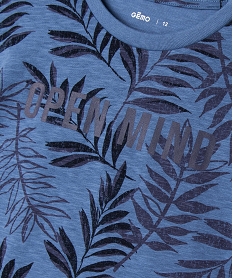 tee-shirt manches courtes a motif feuillage garcon bleu tee-shirtsE804301_2