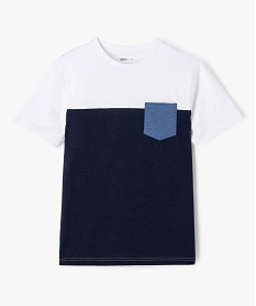 tee-shirt manches courtes tricolore avec poche poitrine garcon bleuE804501_1