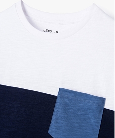 tee-shirt manches courtes tricolore avec poche poitrine garcon bleu tee-shirtsE804501_2