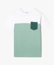 tee-shirt manches courtes tricolore avec poche poitrine garcon vert tee-shirtsE804601_1