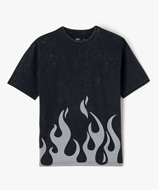 GEMO Tee-shirt manches courtes tie-and-dye imprimé flamme garçon Noir
