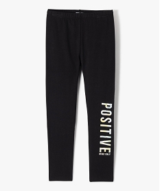 GEMO Legging long en coton stretch imprimé fille noir standard
