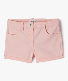 short en coton stretch avec revers fille rose shortsE809401_1