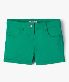 short en coton stretch avec revers fille vert shortsE809501_1