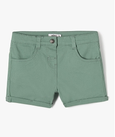 short en coton stretch avec revers fille vert shortsE809601_1