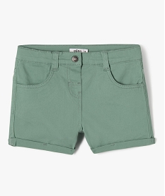 GEMO Short en coton stretch avec revers fille Vert