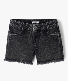 GEMO Short en jean délavé à franges fille noir standard